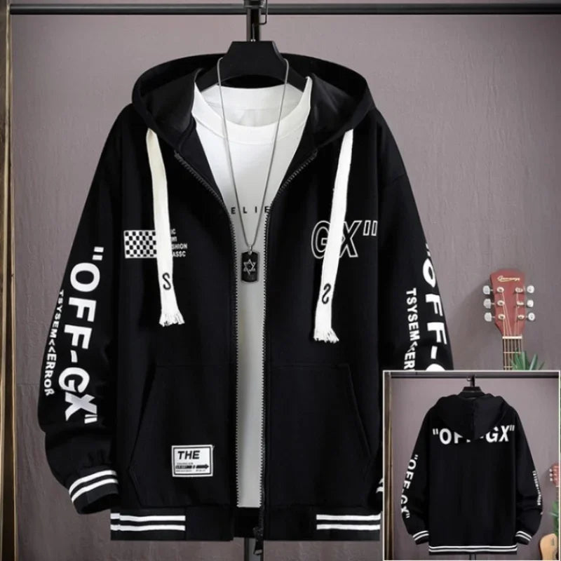 Hoodie Men's Set Spring and Autumn Two-piece Set Trendy Loose Clothing Hooded Jacket Cardigan