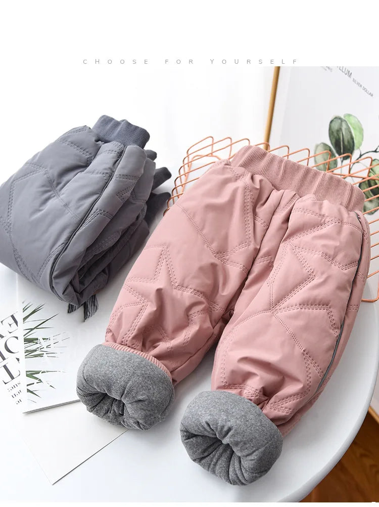 Kids Winter Thermal Pants Cotton-Padded Warm Trousers for Cold Weather Outdoor Snow Play & Comfort