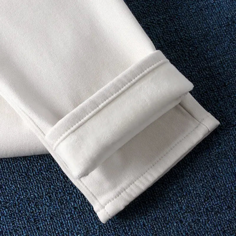 Slimming Fleece Lined Harajuku Style Women's Jeans High Waist Skinny Casual Thickened Cotton Denim Pants Korean Fashion