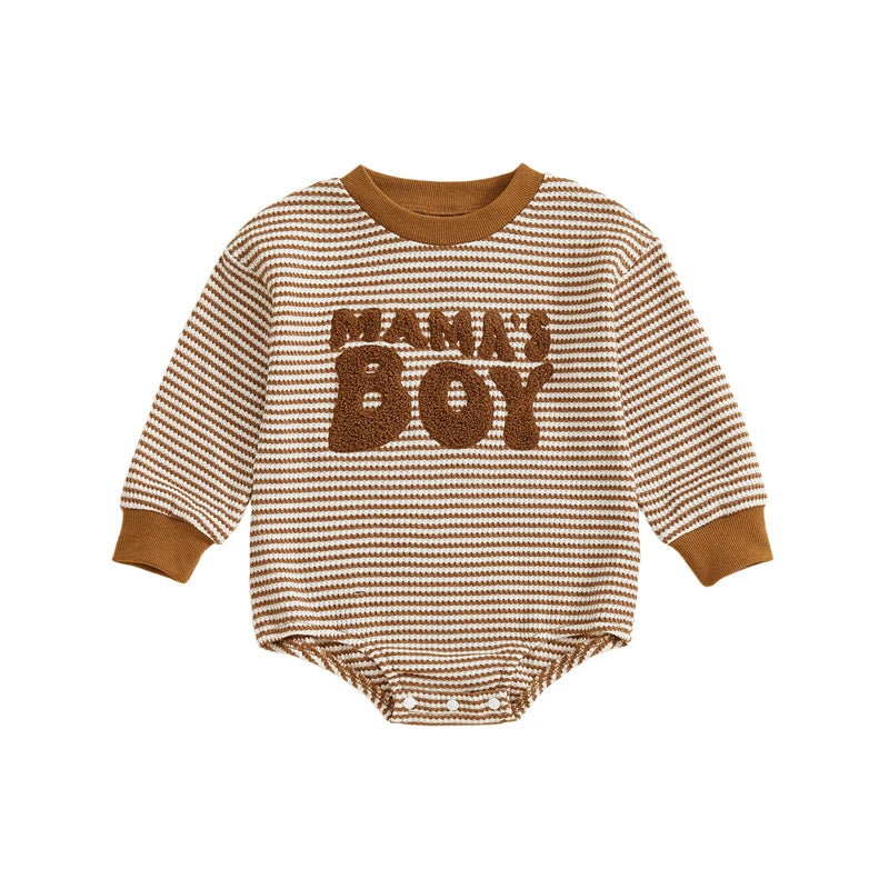 Fashion Baby Romper Autumn Baby Boy Clothes Cotton Striped Embroidery Letter Infant Romper Newborn Clothing 3-18 Months