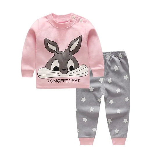 Baby Boys Girls Long Sleeve Underwear Outfits 2024 New Autumn Clothes Autumn Pants 2pcs Infant Costume Cartoon Tops+Panrs