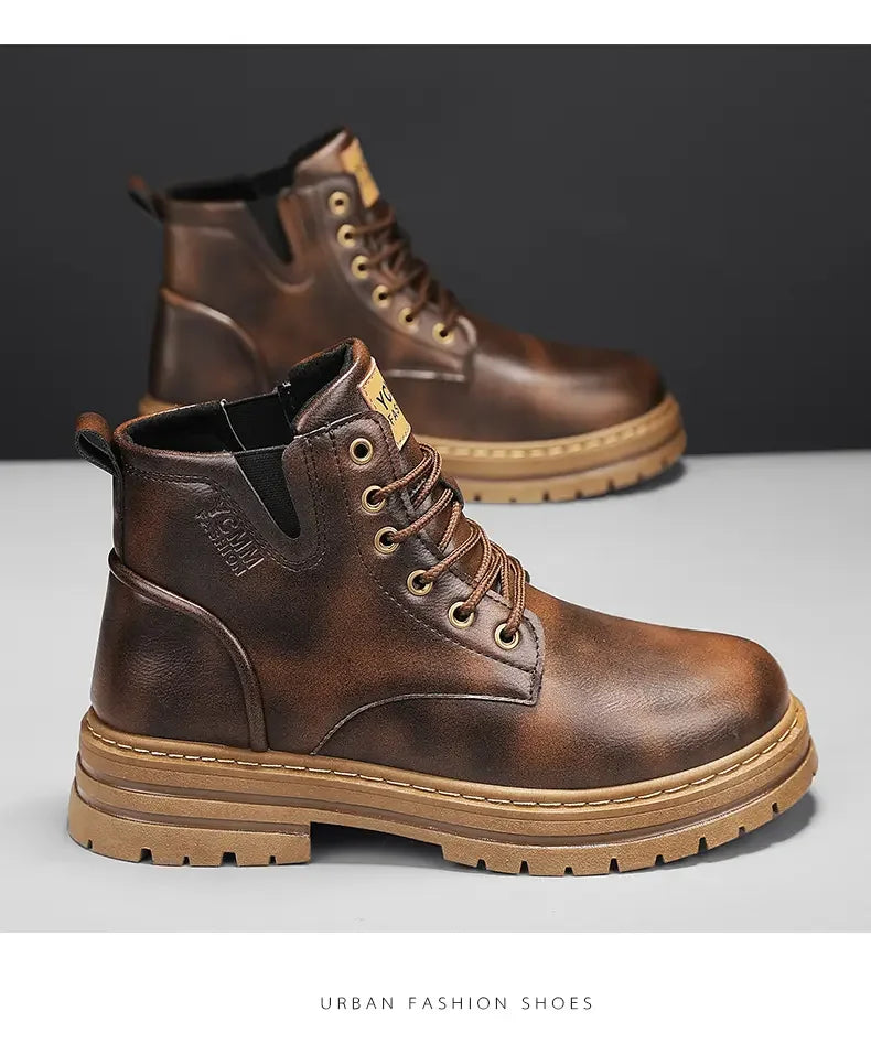 Boots Men All Season Outdoor Work Shoes Anti Slip and Comfortable Black Ankle  Boots Fashionable British Casual Denim Boots 2025