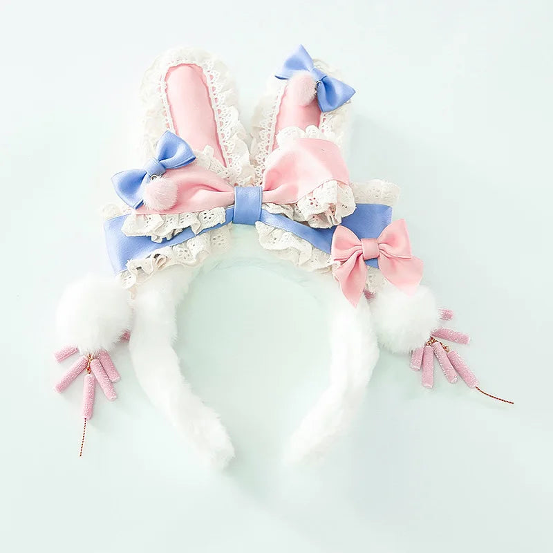 Anime My Melody Lolita Princess Dress Girl Bow Decoration Party Dress Ruffled Tutu Skirt Fleece-Lined Layered Dress Ball Gown