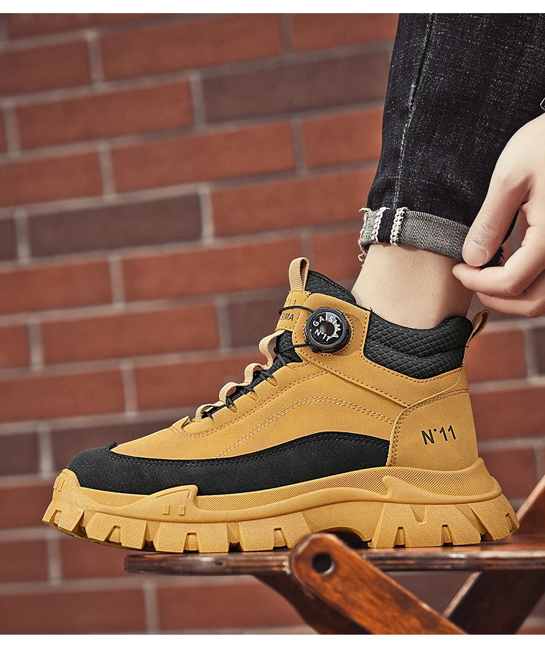 Men's Short Boots 2024 Winter New Thick Soled Work Casual Shoes Waterproof Non-Slip Sneakers Male Tenis Shoes Outdoor Boots Men