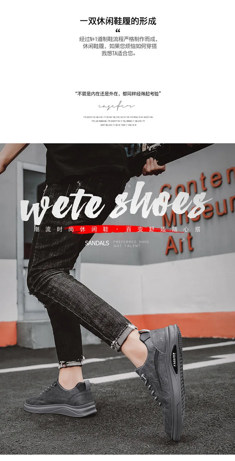 Mens Shoes Man Spring and Autumn Sneakers Male New 2025 Leather Casual Shoes for Men Water Proof Anti-slip Black Sneaker Men's