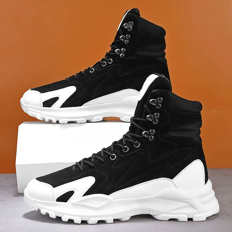 Fashion Men's Boots Comfortable Men Casual Shoes Breathable High Top Sneakers for Outdoor Non Slip Ankle Boots Platform Sneakers