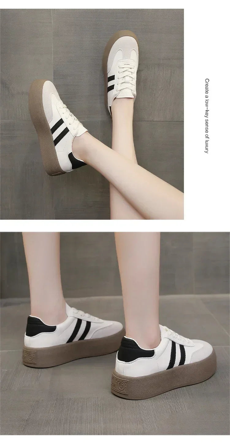 2025 New Women's Casual Sneakers Fashion Lace Up Platform Vulcanize Shoes for Women Outdoor Durable Flats Ladies Running Shoes