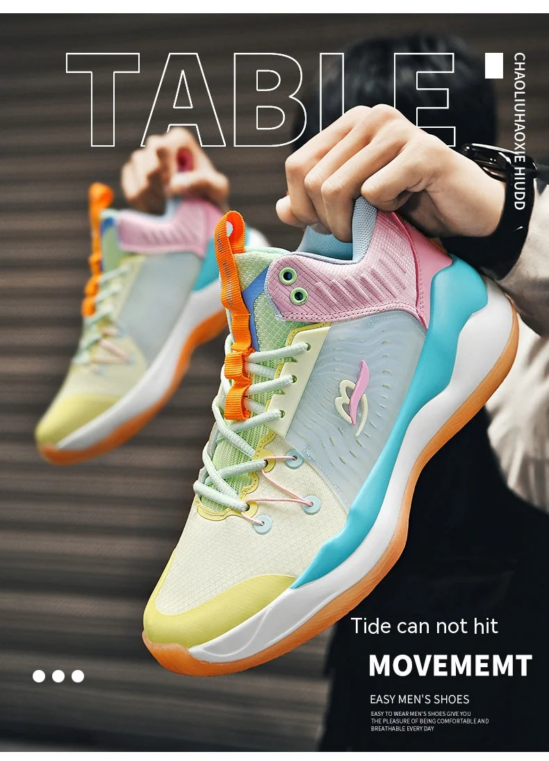 Basketball shoes for men breathable youth students grip anti-slip cushioning high elastic professional training sports shoes