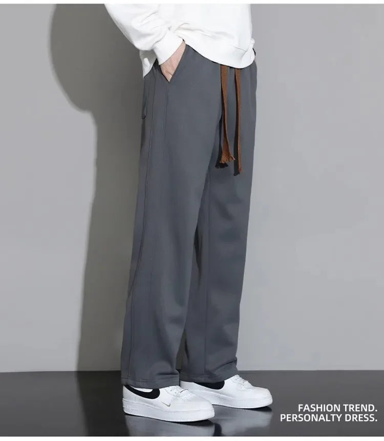 Men's Casual Pants, Men's Spring and Autumn New Style, Hanging Solid Color Sports Pants, Men Loose Straight Leg Wide Leg Pants