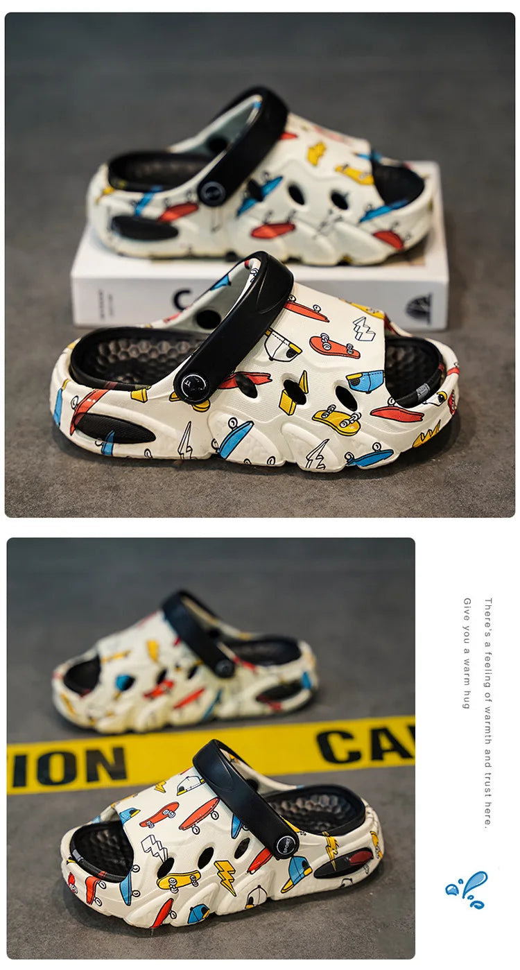 2025 Kids' Summer Sandals Non-Slip Soft Sole Chunky Slides for Boys Girls Breathable Outdoor Beach Shoes Thick Cushioned Soles