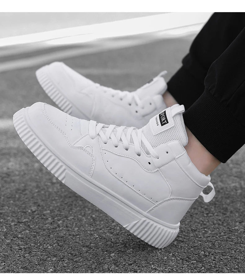 Classic High Top Men's Board Shoes Leather Casual Sports Lightweight Cosy Street Trend Walking Shoes for Men And Women