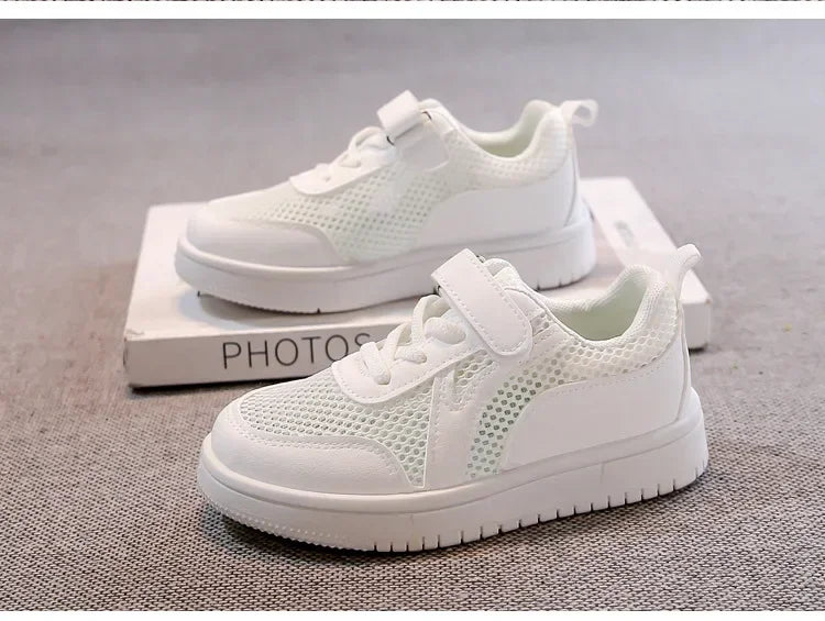 Kids Sports Shoes Non-slip Soft Sole Children White Shoes Hook&loop 2025 New Students School Flat Shoes Comfortable Trendy
