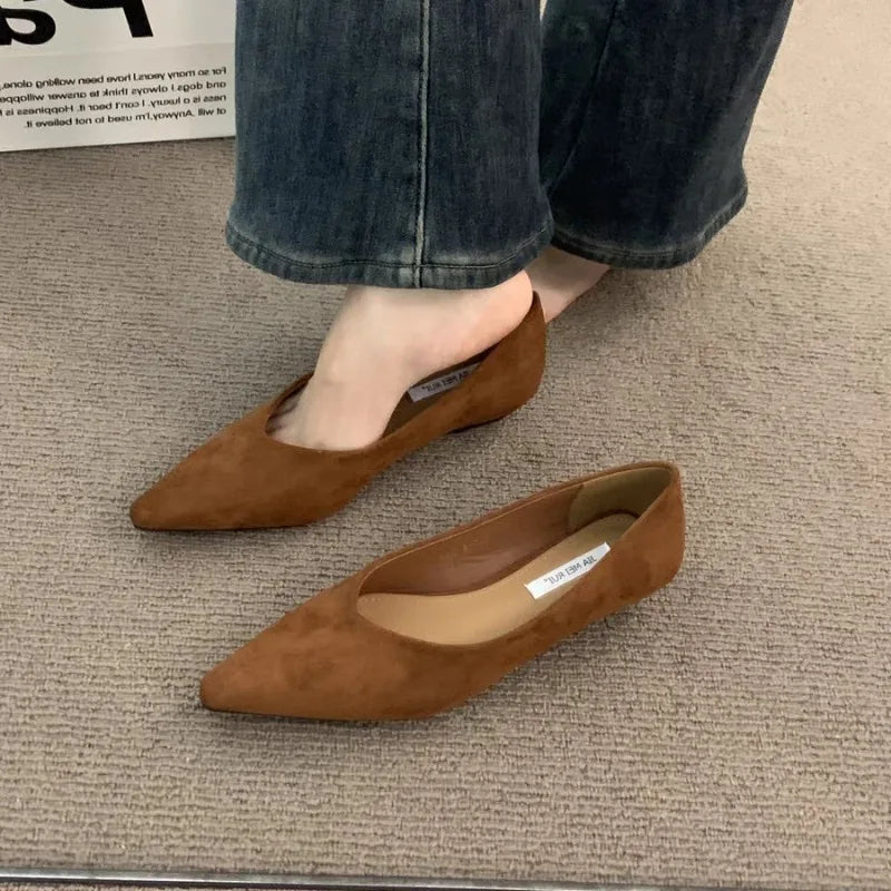 Women's Fashion Flat Shoes 35-39 Pointed Toe Shallow Mouth One Foot Stirrup Single Shoes Comfortable Soft Bottom Women's Shoes