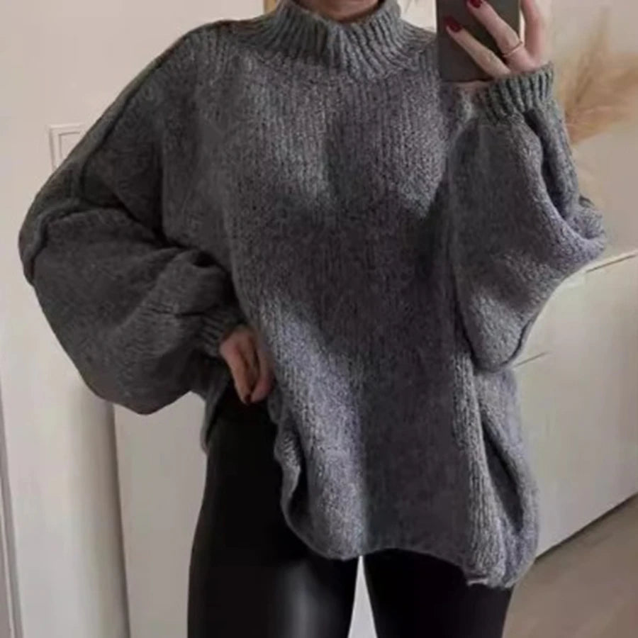 Trend Women's Warm Loose Knit Pullover Sweater Oversize Soild Color Sweaters Fall Alternative Clothes