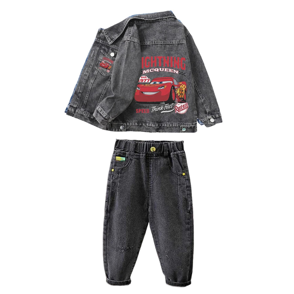 Children Clothing Sets Spring Autumn Baby Boys Girls Mickey Mouse Minnie Cotton Denim Jacket Coat + Jeans Pants 2pce Casual Suit