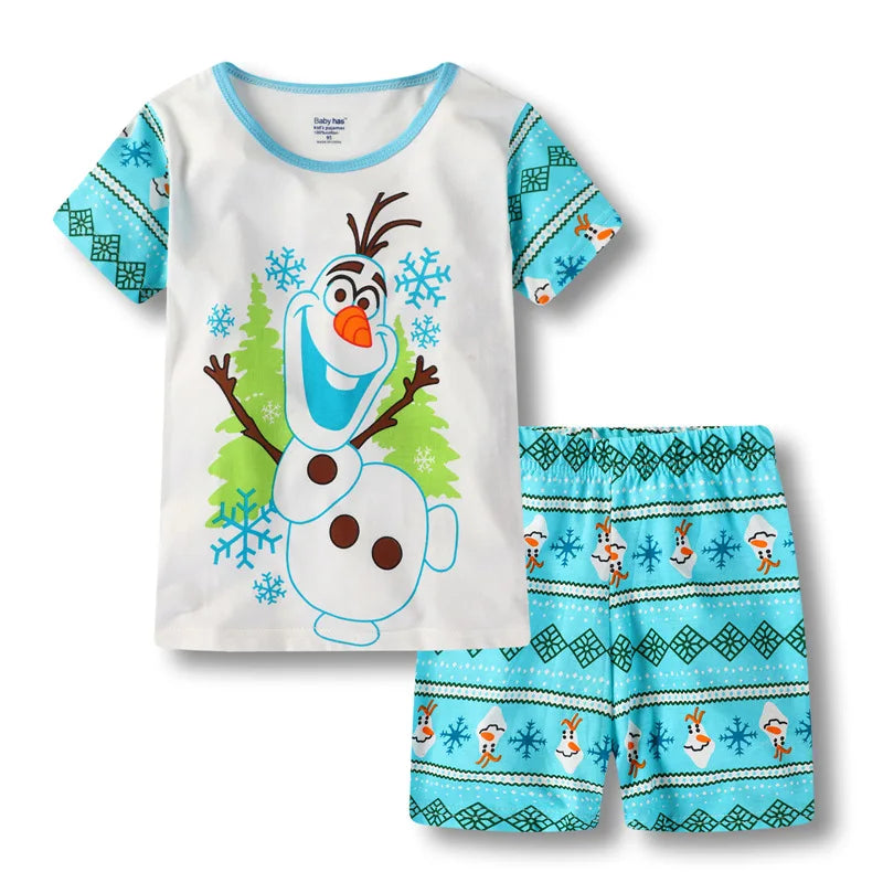 New Summer Kids Set Anna Elsa Set Cartoon Pajamas Baby Girl Clothes Ice and Snow Queen Home Wear Childrens Sets