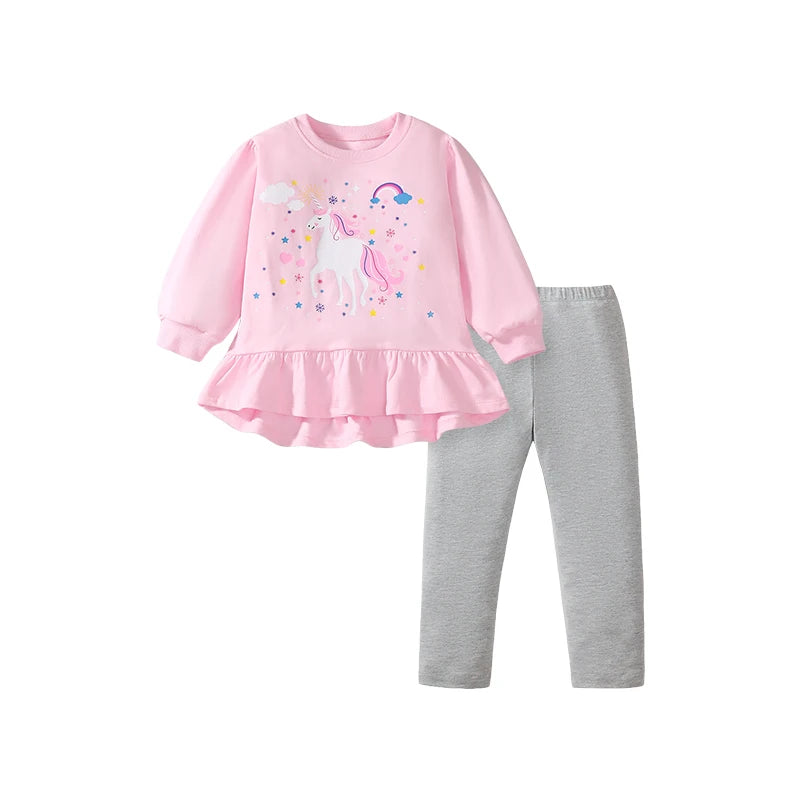 Little maven Children's Clothing Set Toddler Girls 2025 Autumn Spring Cartoon Bowknot Outfits for Kids Clothes Top+Pant Sets