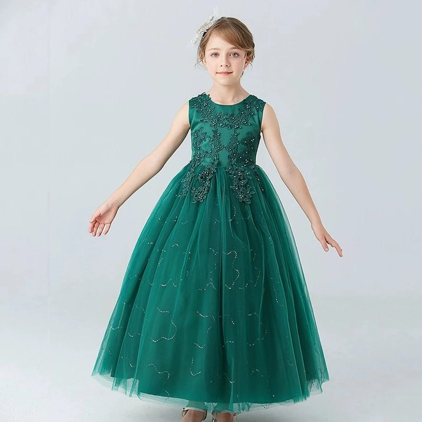 Kids Dresses For Girls Lace Dress Gown Princess Clothes Children Formal Evening Party Flower Girls Wedding Vestidois