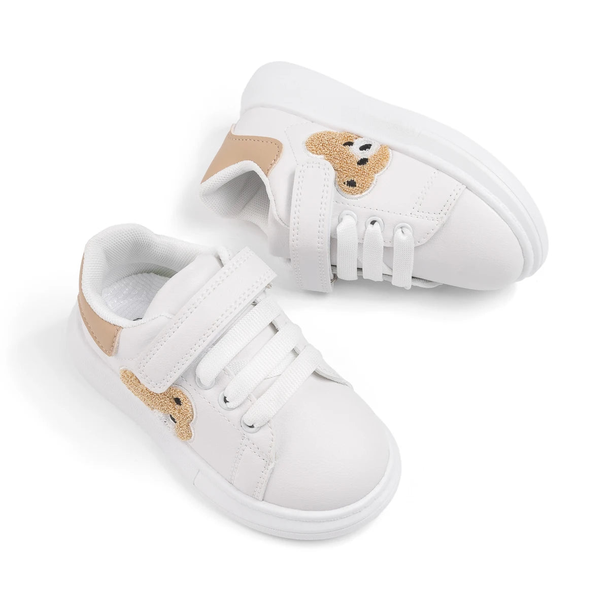 Children's Sneakers Solid Color Bear Casual Shoes Anti-Slip Soft Comfortable Kids Shoes Four Seasons Hundred Boys Girls Sneakers