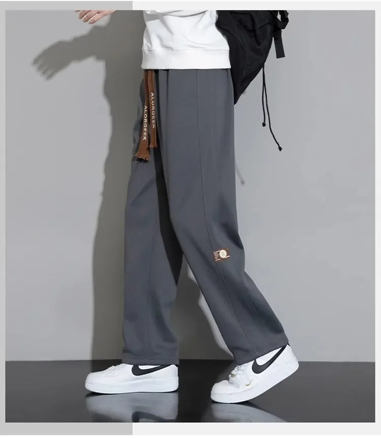 Men's Casual Pants, Men's Spring and Autumn New Style, Hanging Solid Color Sports Pants, Men Loose Straight Leg Wide Leg Pants