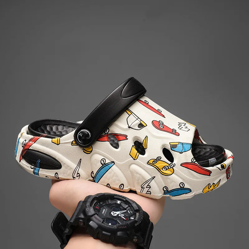 2025 Kids' Summer Sandals Non-Slip Soft Sole Chunky Slides for Boys Girls Breathable Outdoor Beach Shoes Thick Cushioned Soles