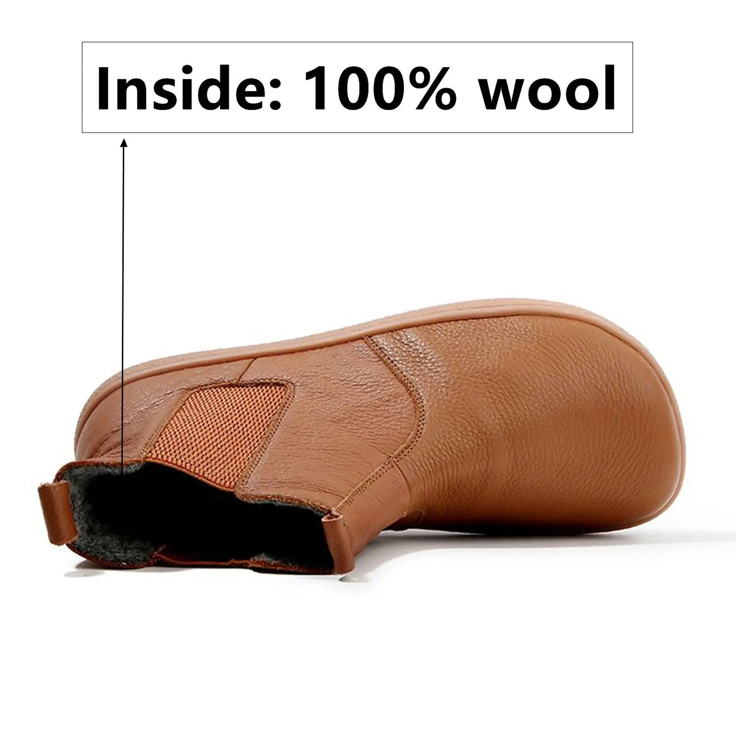 Barefoot Leather Boots With Wool Linning Inside For Women  man Zero Drop Wider Toes Box