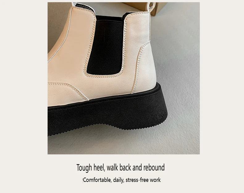 Fall New Style Thick-soled Women's Fashionable Boots, Retro Big-head Short Boots, Anti-slip and Wear-resistant Outdoor Boots