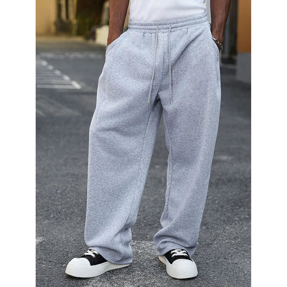 American Style Casual Pants Men Spring Autumn New Straight Leg Sport Sweatpants Drawstring Slim Wide Leg Long Pants