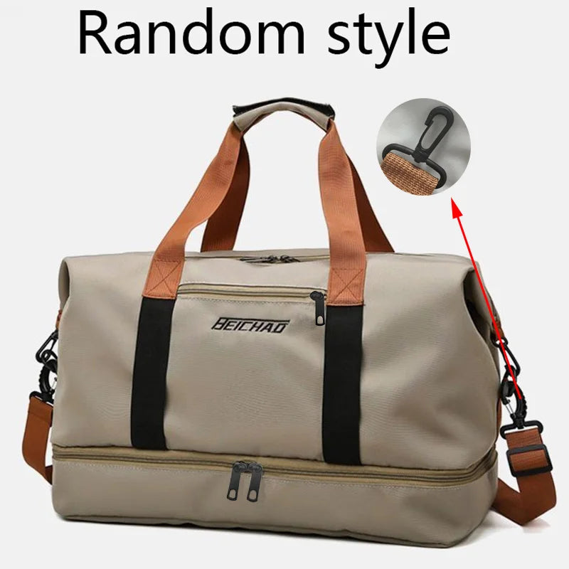 Large Capacity Travel Bag, Dry Wet Separation Design, Foldable Waterproof Gym Bag,Shoe Compartment, Ideal for Outdoor Activities