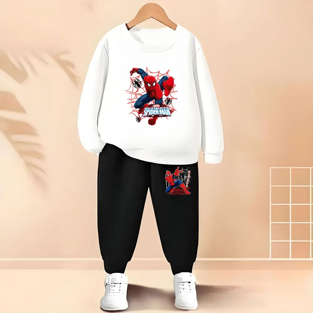 2025 Autumn New Children's Hoodies Sets Anime Spiderman Boys Pullover and Long Pants Two Piece Set Kids Casual Thin Tracksuit