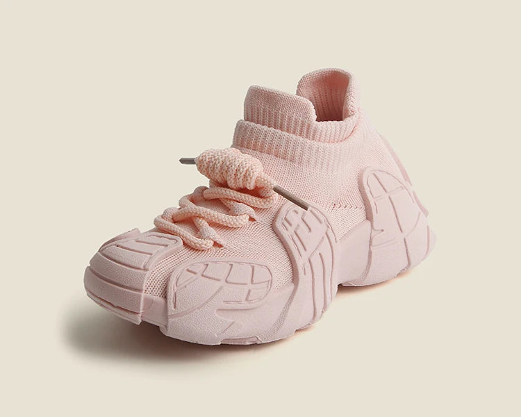 Kid Shoes Sneakers Fashion Knit Luxury Designer High Top Children Shoes Comfortable Casual Running Sports Tennis Shoes Boy Girls