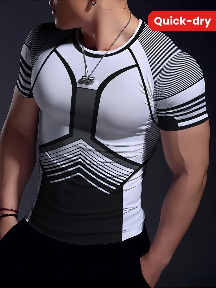 Los Angeles Text Printed Men's Sports T-shirt Summer Daily Casual Men's Short-sleeved Top Outdoor Fashion Men's Fitness T-shirt