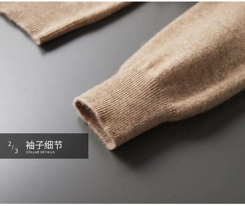 Men's One-piece ready-to-wear Hoodie 100% Merino Wool Knitted Sweatshirt Autumn Winter Casual Large Top Long Sleeved