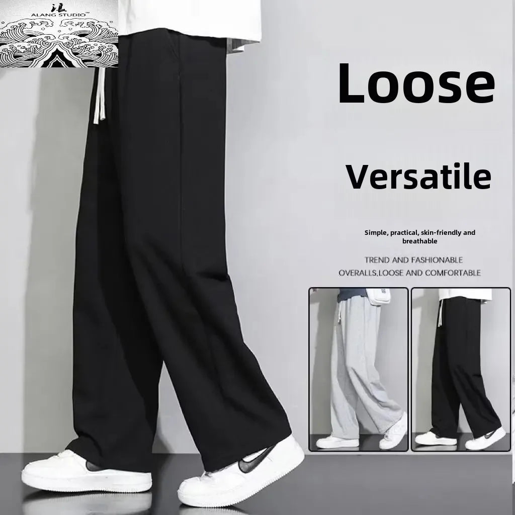 Men's Loose Fit Straight Leg Sweatpants Casual Plus Size Cotton Pants For Autumn Winter Spring Summer Lightweight