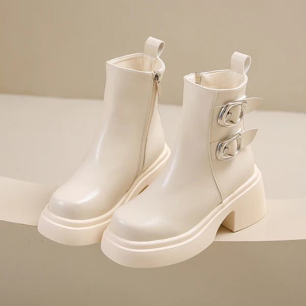 Women's Boots Autumn Luxury Designer Female Shoes Winter Footwear Boots-Women Black Fashion High Heel Ladies Rock Ankle 2025