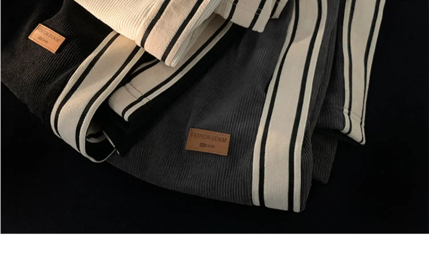 Corduroy Men's Pants Autumn Winter New Sle Hong Kong Sle Trendy Wide Leg Straight Elastic Waist Sports Casual Long Trousers