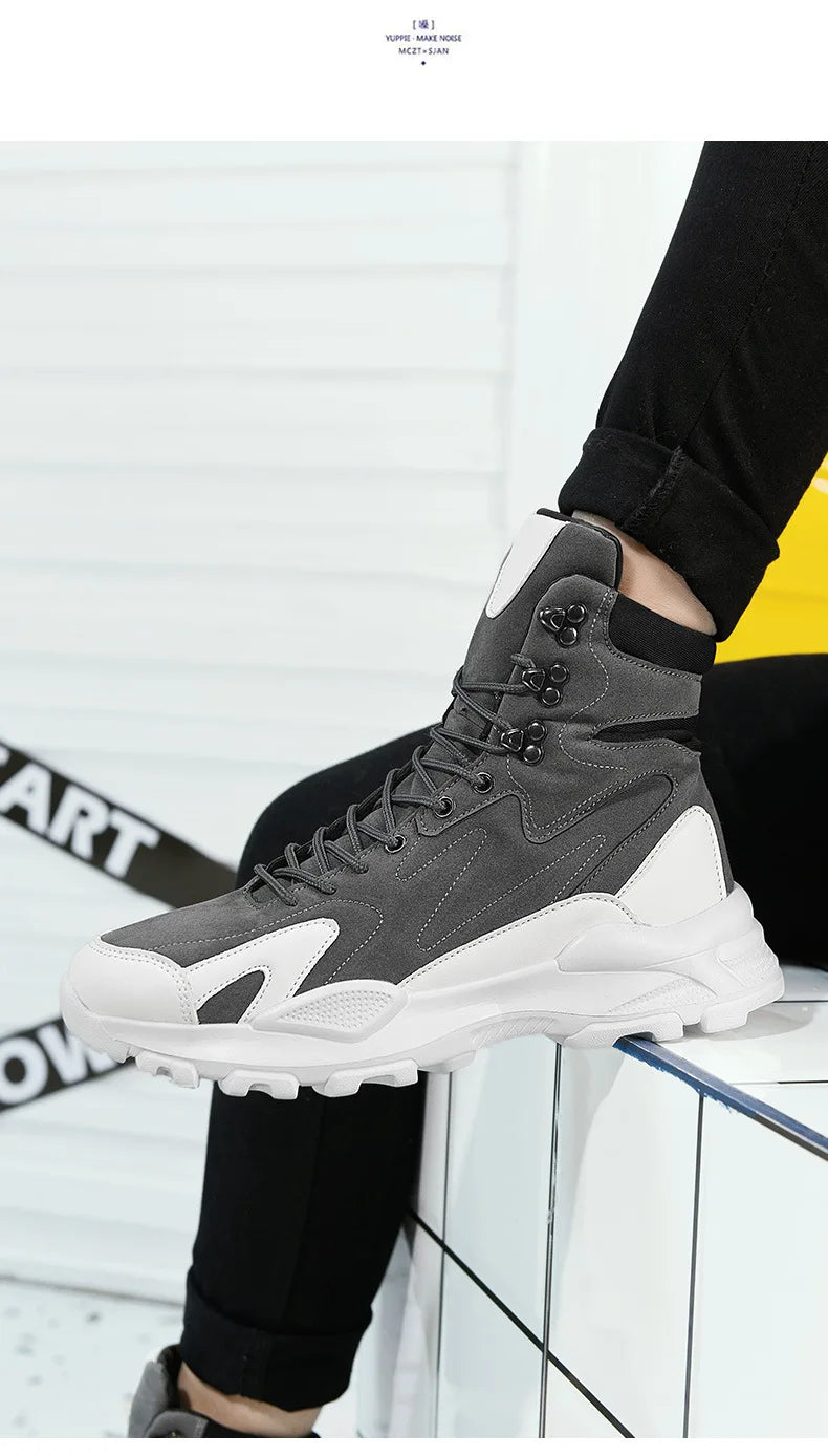 Fashion Men's Boots Comfortable Men Casual Shoes Breathable High Top Sneakers for Outdoor Non Slip Ankle Boots Platform Sneakers