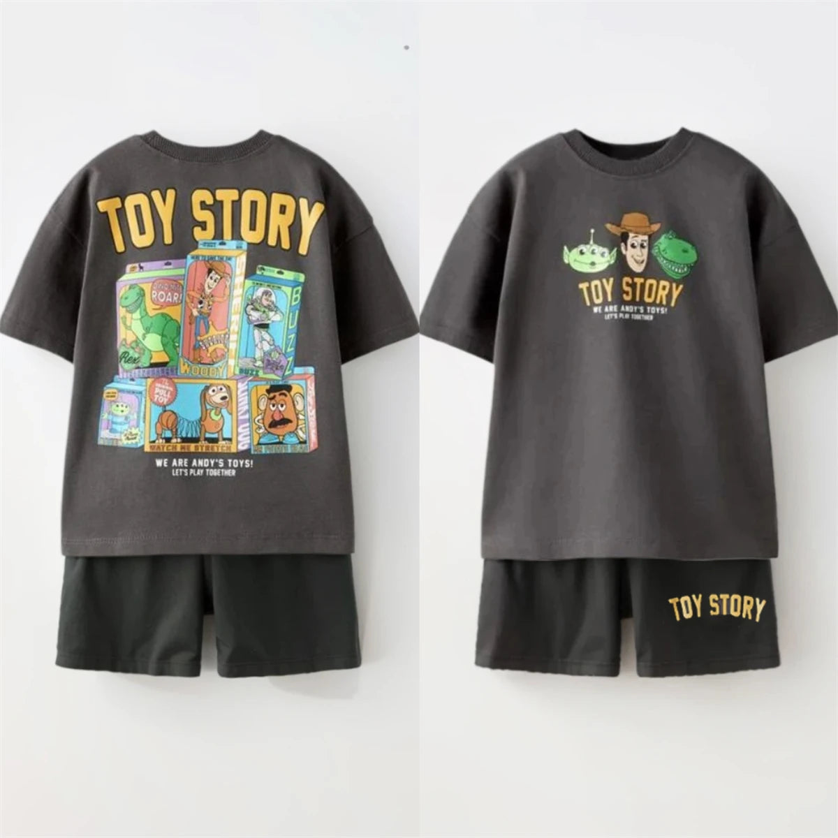 Disney Child Costume Mickey Mouse Double-sided Print Tshirt Short-sleeved Tracksuits 2026 Boys Girls Cute Tees Black Shorts