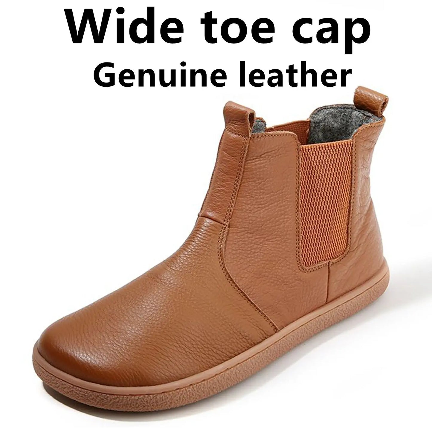 Barefoot Leather Boots With Wool Linning Inside For Women  man Zero Drop Wider Toes Box