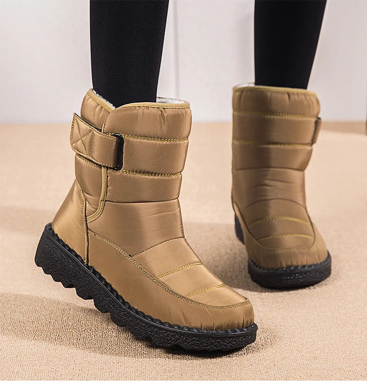 Boots Woman 2025 Winter Boots Women Low Heels Snow Boots With Fur Warm Footwear Winter Shoes Woman Luxury Middle Botas Mujer