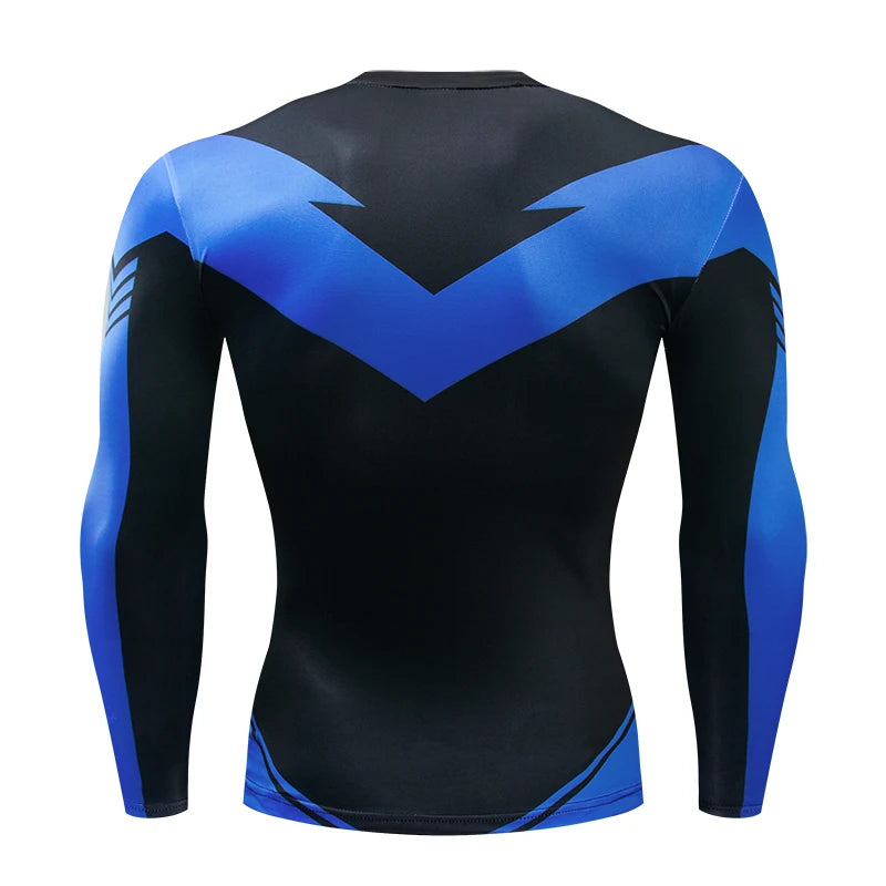 3D Nightwing Men T Shirt Running Quick-Dry Shirts Men Compression T-Shirts Sportswear Gym Rash Guard Boxing Training Sports Tops