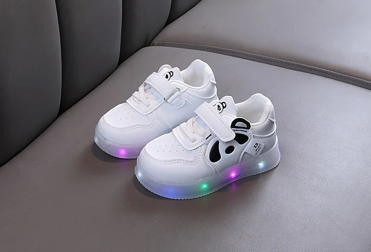 LED Kids Shoes For Girls Cute Cartoon Shoes Baby Girl Kawaii Canvas Shoes Soft Bottom Sneakers Casual Shoes Boys Flat Shoes