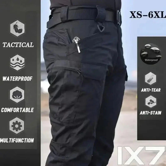 Men  Tactical Pants Waterproof Cargo Pants Men Breathable Outdoors Solid Color Combat Long Trousers Work Joggers S-6XL
