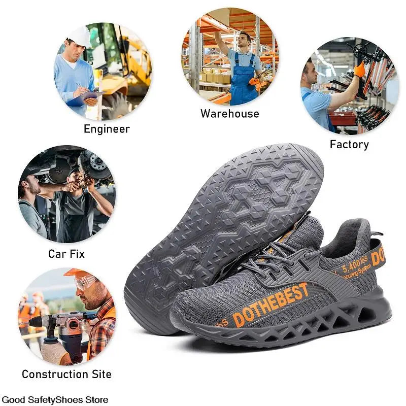 Safety Shoes Men For Work Sneakers Women Men Steel Toe Work Shoes Security Protective Shoes Lightweight Anti-Smash Anti-Puncture