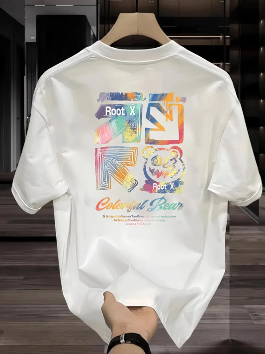 Men's 100% Cotton Graphic T-Shirt - Relaxed Crew Neck, Short Sleeve, Breathable and Sweat-wicking Summer T-Shirt