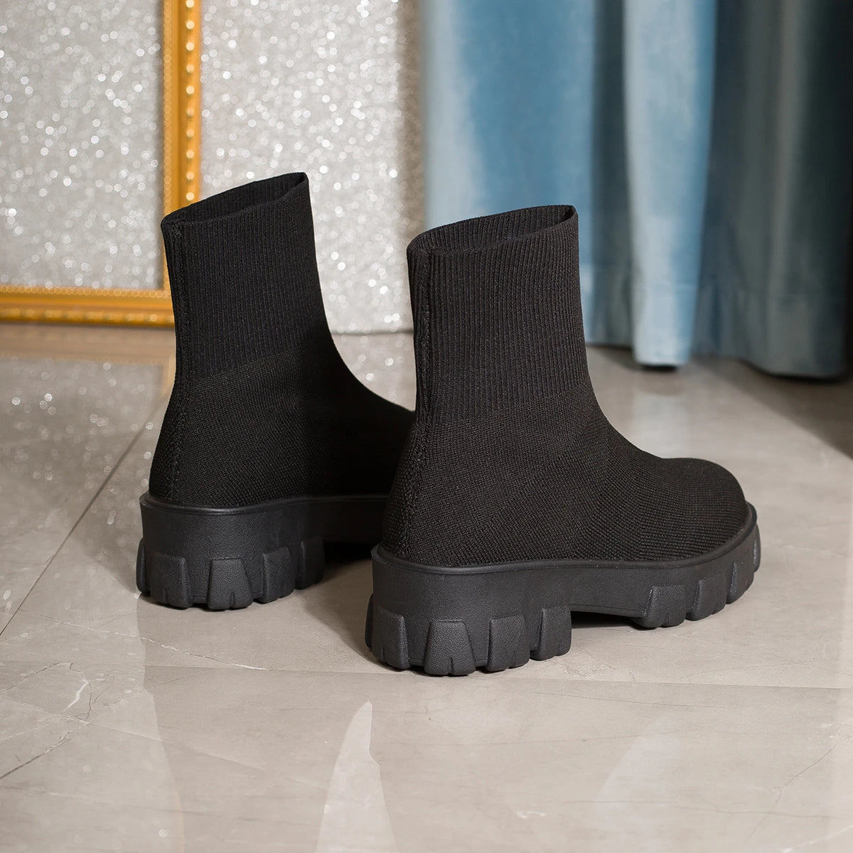 Women's Boots 2025 Platform Boots for Autumn Winter Shoes Fashion Round Toe Slip on Platform Shoes Women's Ankle Boots