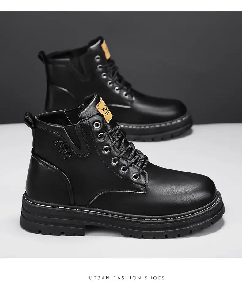 Boots Men All Season Outdoor Work Shoes Anti Slip and Comfortable Black Ankle  Boots Fashionable British Casual Denim Boots 2025