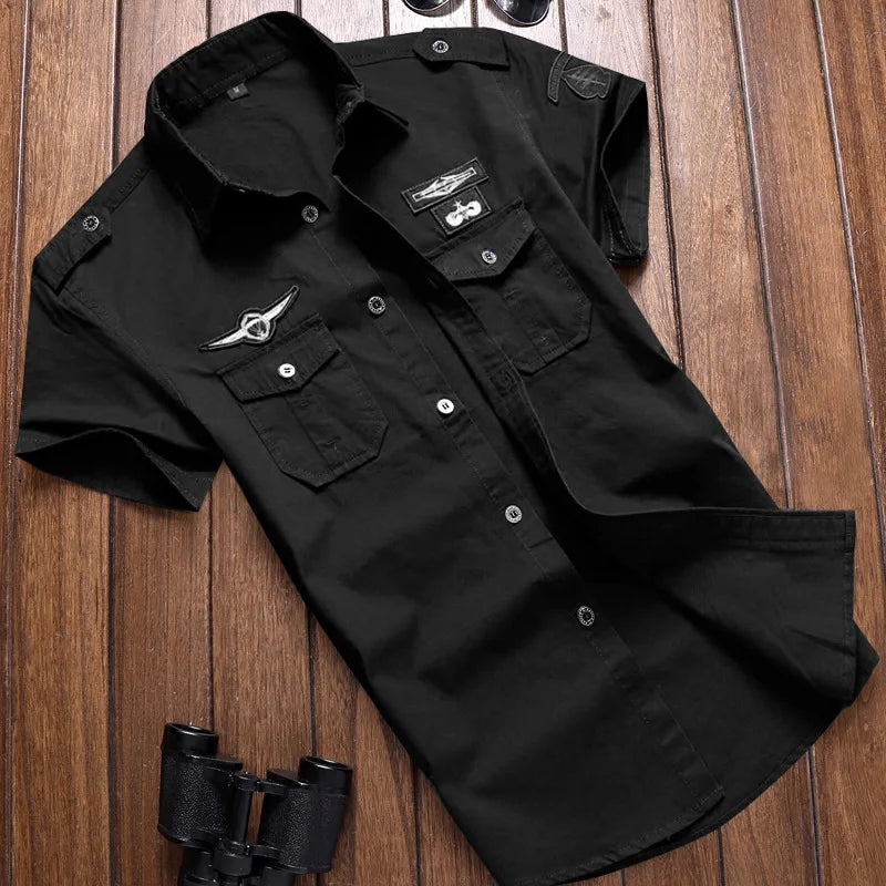 2025 New Men's Spring Cotton Casual Shirt Military Tooling Oversize Loose Long Sleeve Cargo s Male High Quality Solid Clothing