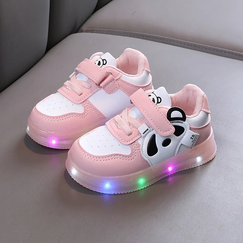LED Kids Shoes For Girls Cute Cartoon Shoes Baby Girl Kawaii Canvas Shoes Soft Bottom Sneakers Casual Shoes Boys Flat Shoes