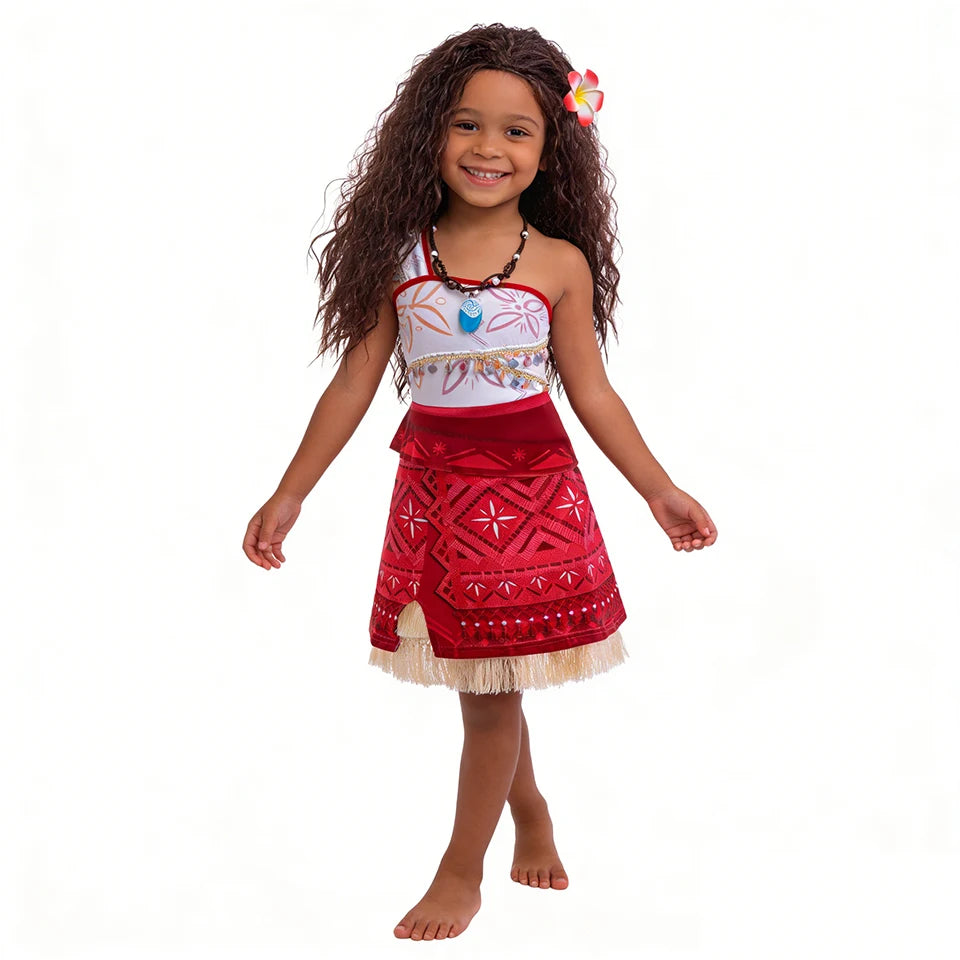 Summer Fancy Girl Princess Moana Dress Halloween Cosplay Carnival Party Primitive Tribes Maui Boys Costume Cartoon Kids Clothes